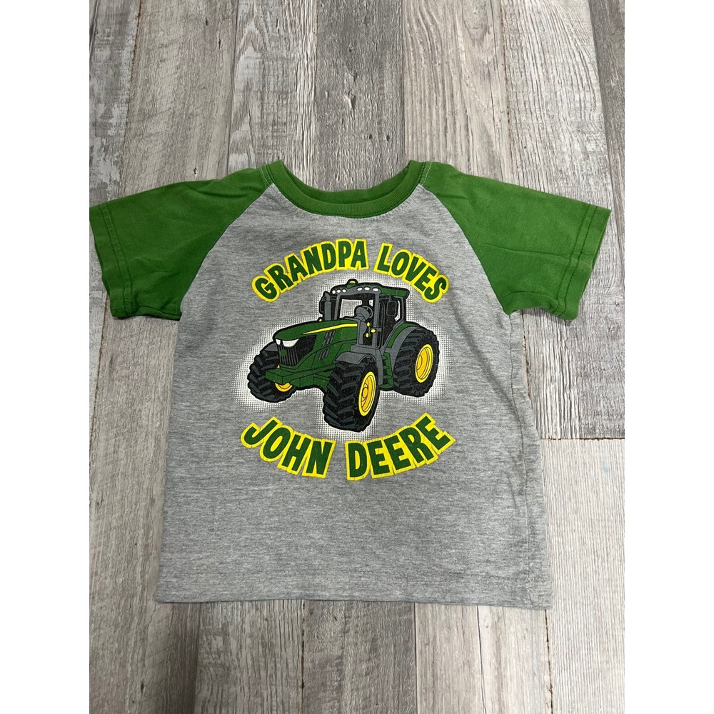 John Deere Toddler Boys Grandpa Loves John Deere Tractor Raglan T-Shirt Gray 2T